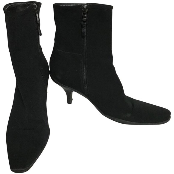 Prada Rubber Sole Black Canvas Booties 36.5 - Picture 1 of 5